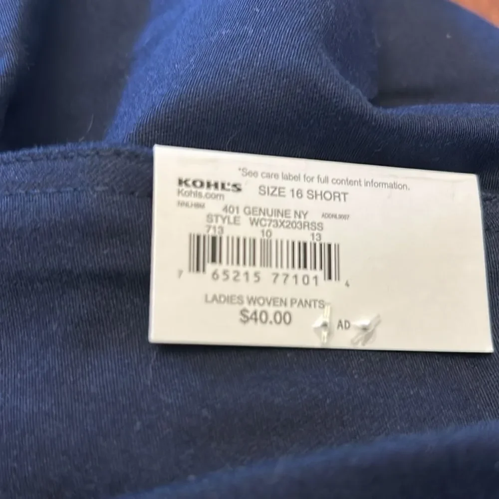Croft & Barrow navy midrise straight pants Size 16 S New